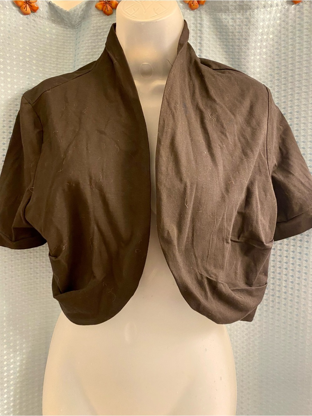 Belle Poque Cropped Shrug Cardigan Short Sleeve Open Front Bolero Black XL